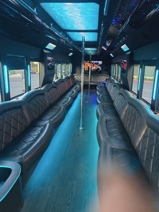 4 43 Passenger Bus inside neon blue color