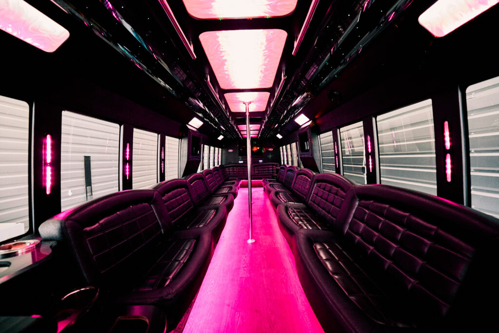 #1 Official Las Vegas Party Bus Rental Experiences 2 Luxurious party bus interior with lighting