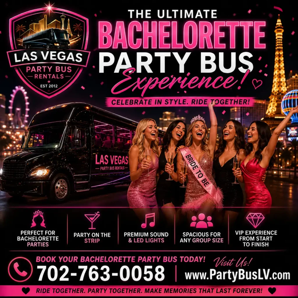 Bachelorette party bus rental advertisement