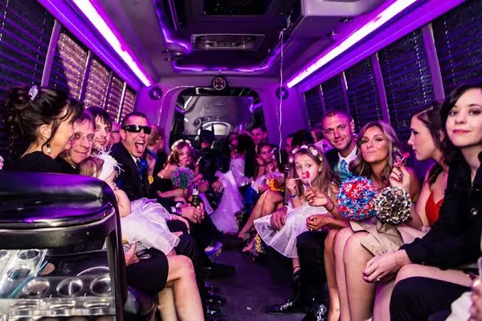 Wedding party bus rentals inside.