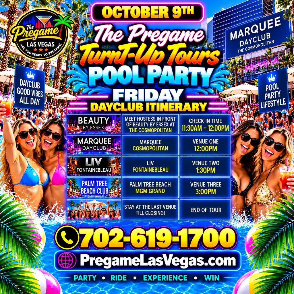 Pool party itinerary for October 9th