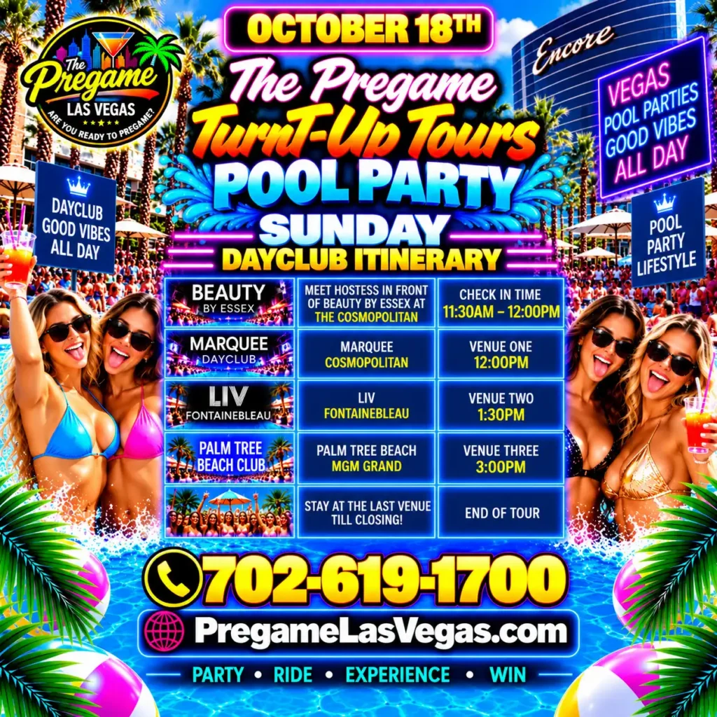 Pregame/Turn-Up Tours Pool Party Club Crawl Ad.